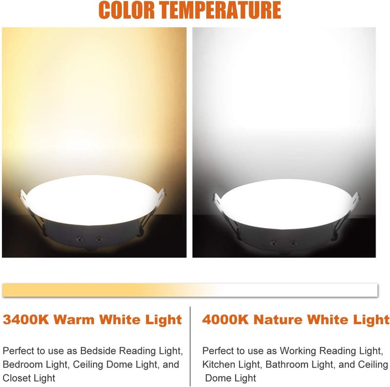 FACON 4.5inch 12V LED RV Puck Light - DLFST4-008/RVR4H-MH40, 4000K Cool White, Full Aluminum Recessed 12Volt Interior Ceiling Lights for RV, Camper, Trailer, Boat, cETL Certified - Image 2